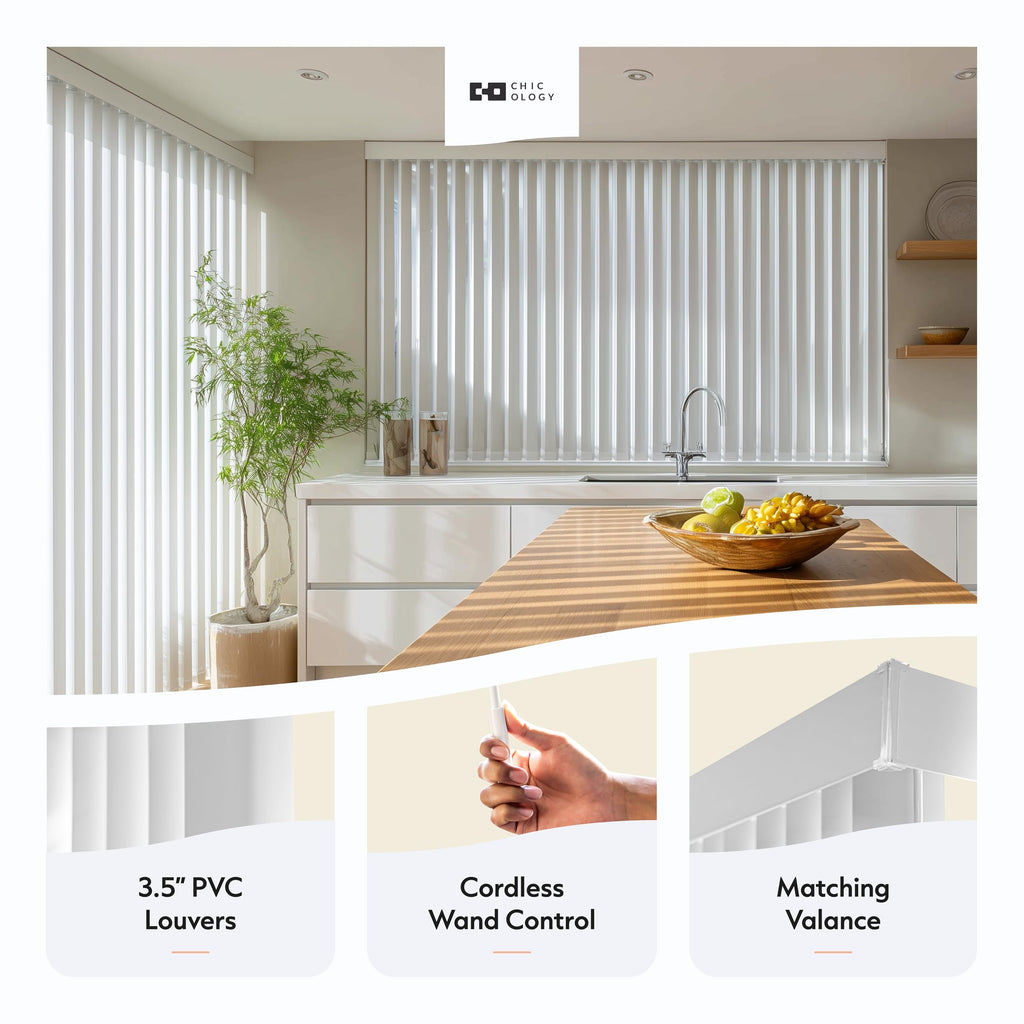 Vertical Blinds Oxford White Vinyl 78" W x 84" H K32436
