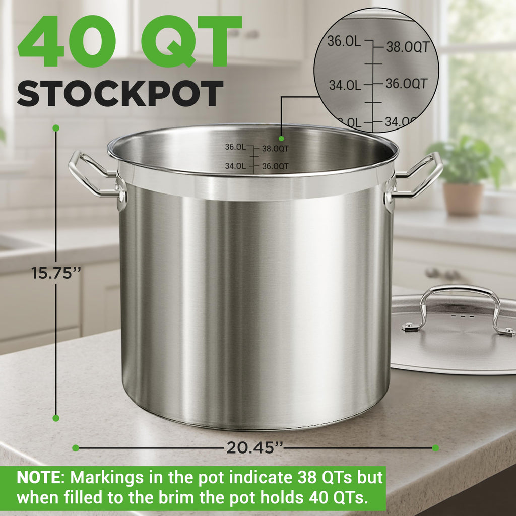 Stainless Steel Stock Pot with Lid 40 Qt F283