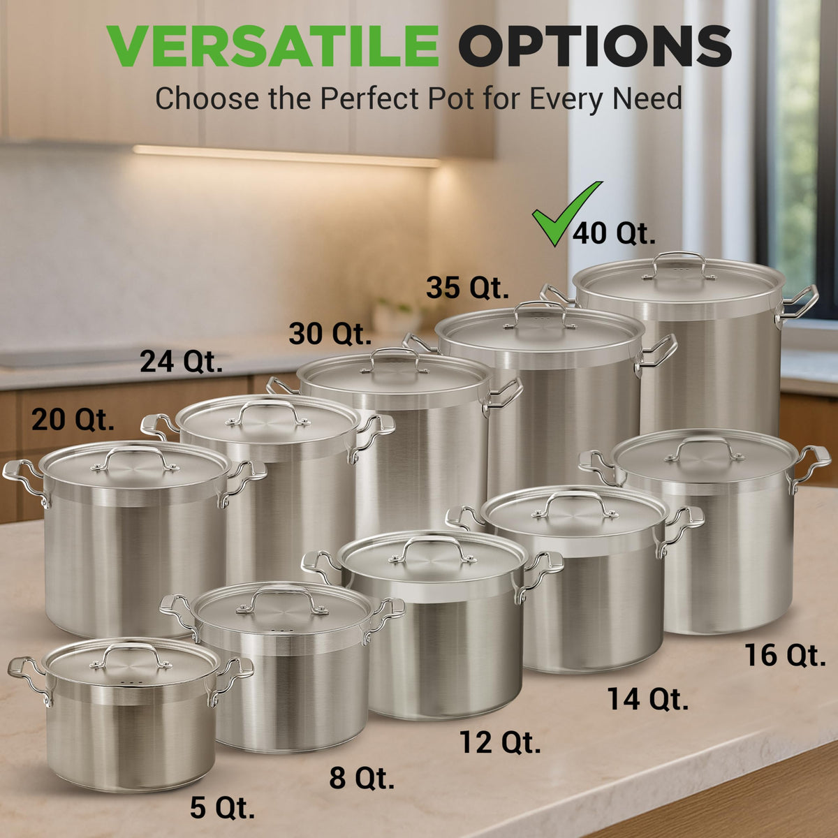 Stainless Steel Stock Pot with Lid 40 Qt F283