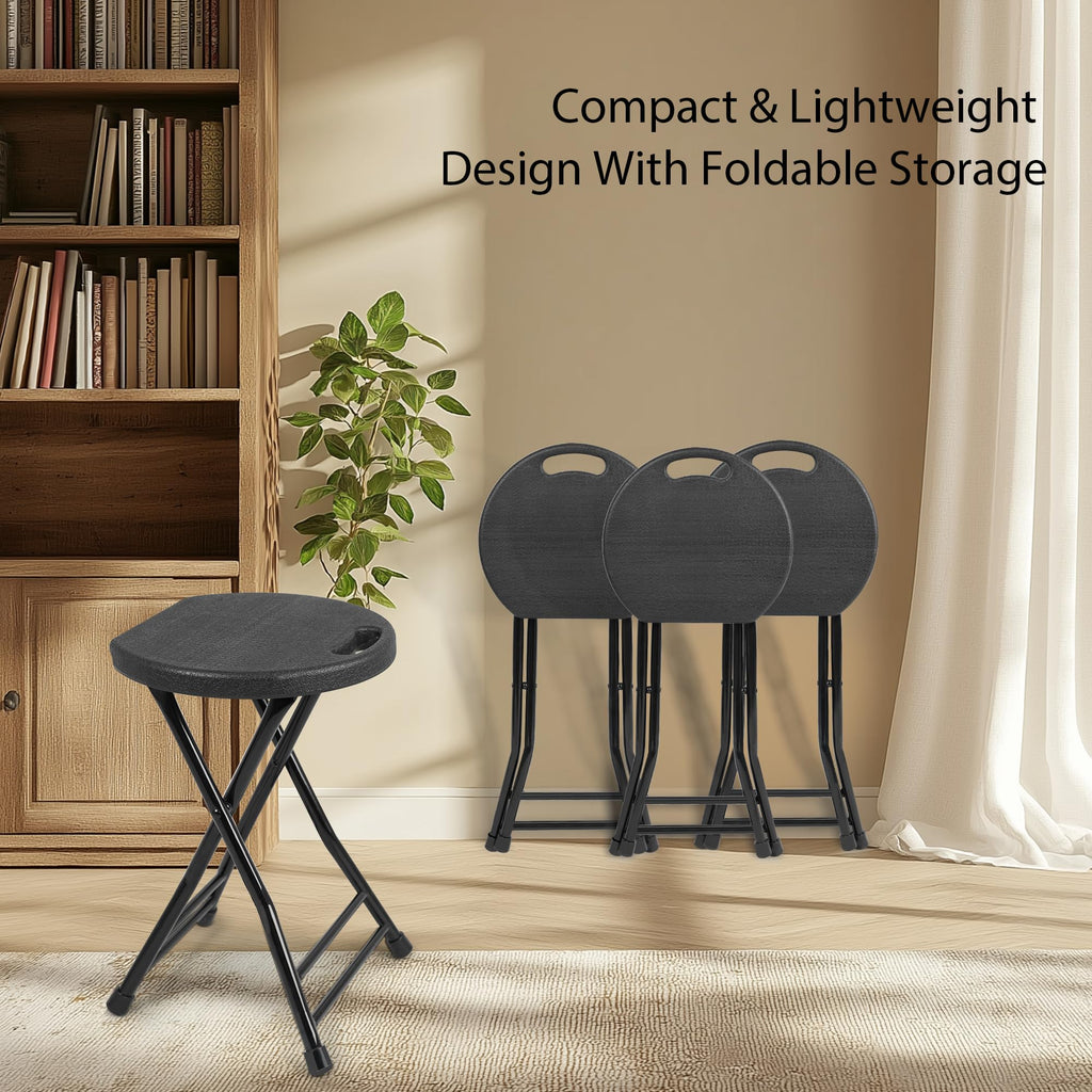 Folding Stool with Handle and Non-Slip Feet Q435