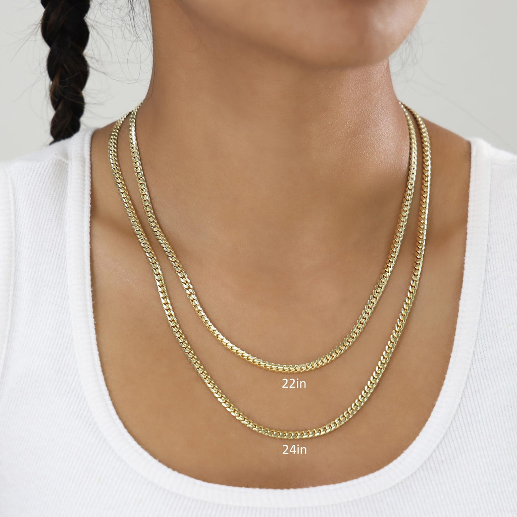 18k Yellow Gold Cuban Link Chain Necklace Y109