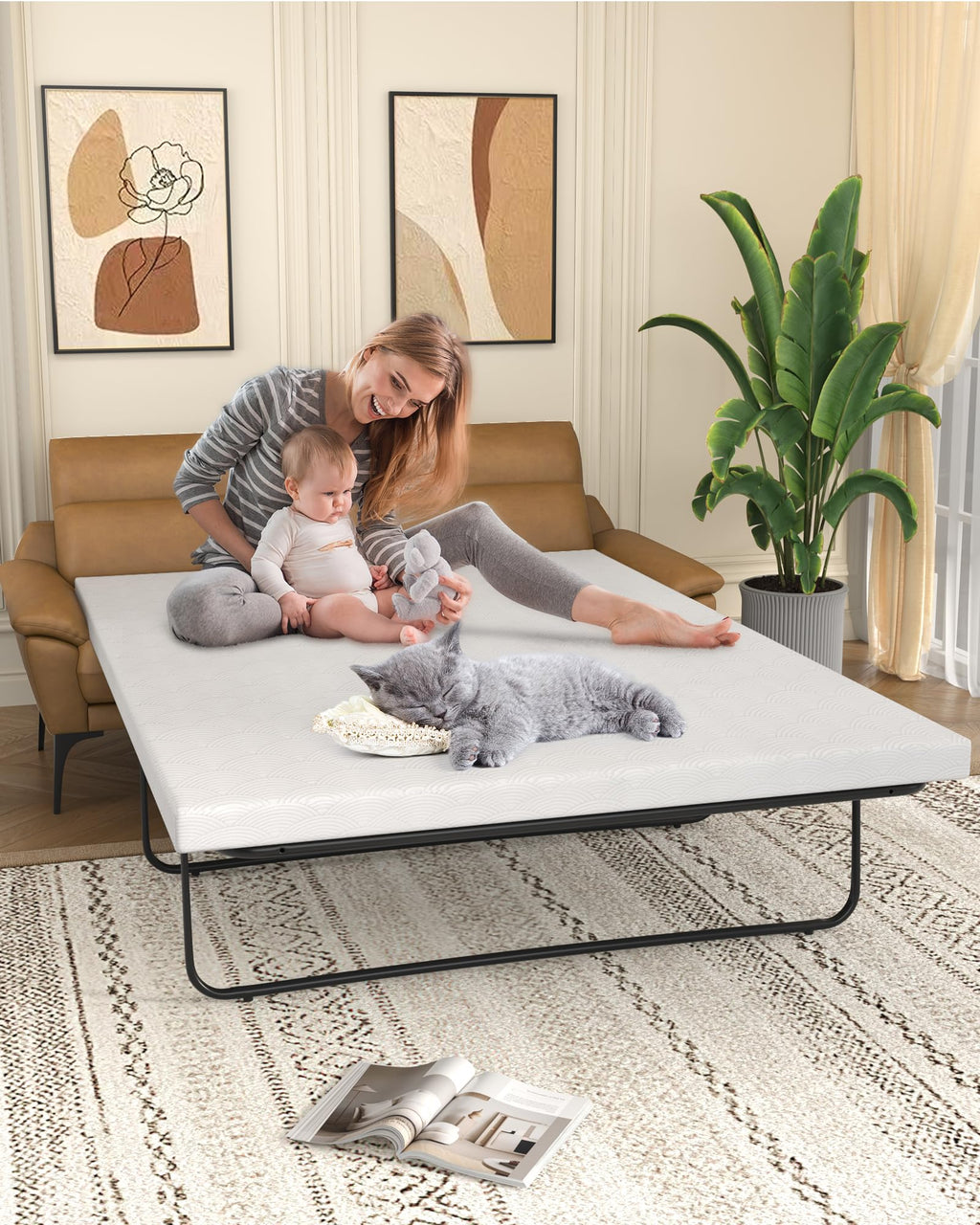 Queen Sofa Bed Mattress Replacement Beige 72"x60" D2957