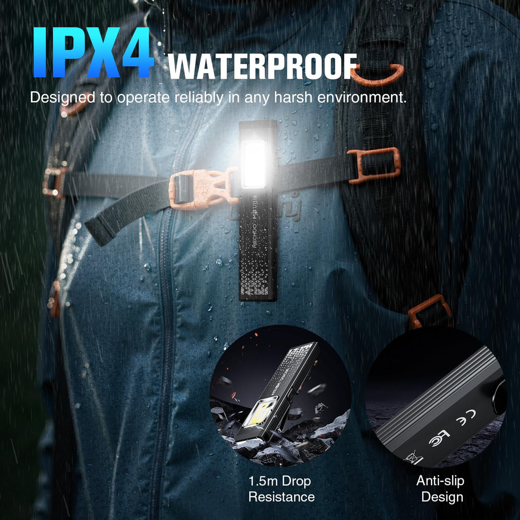 Flat EDC Rechargeable Flashlight with Magnetic Base & Clip C4974