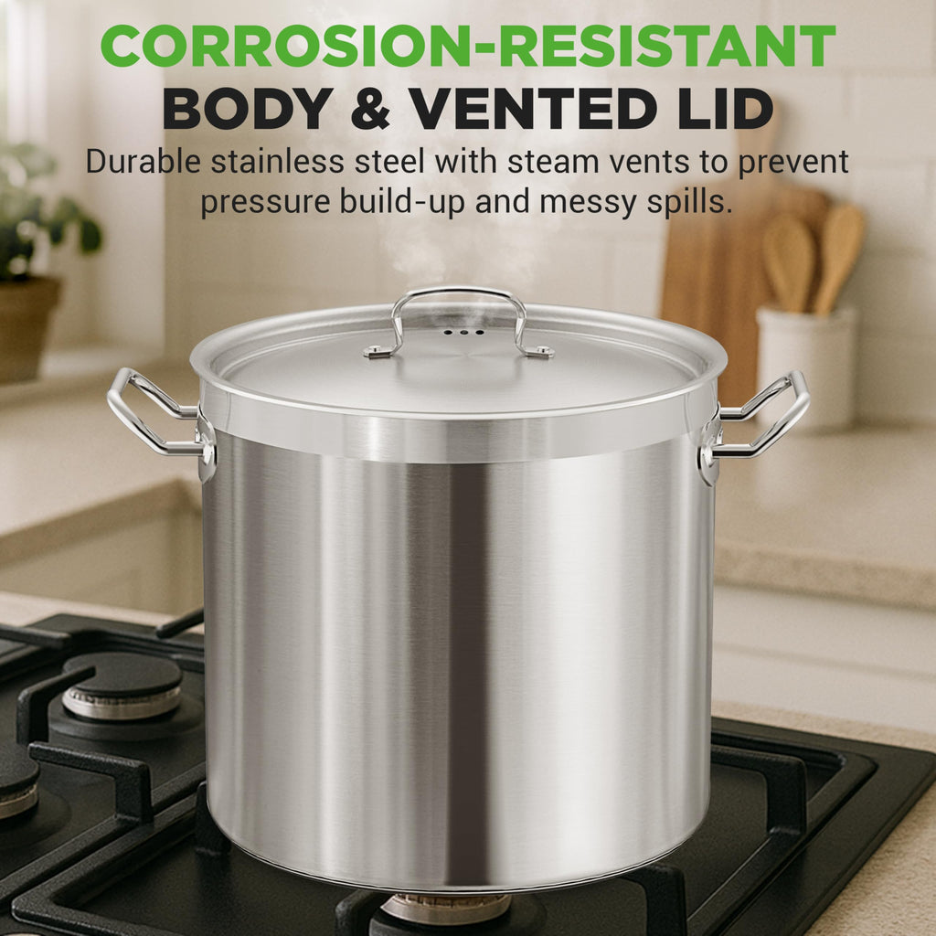 Stainless Steel Stock Pot with Lid 40 Qt F283
