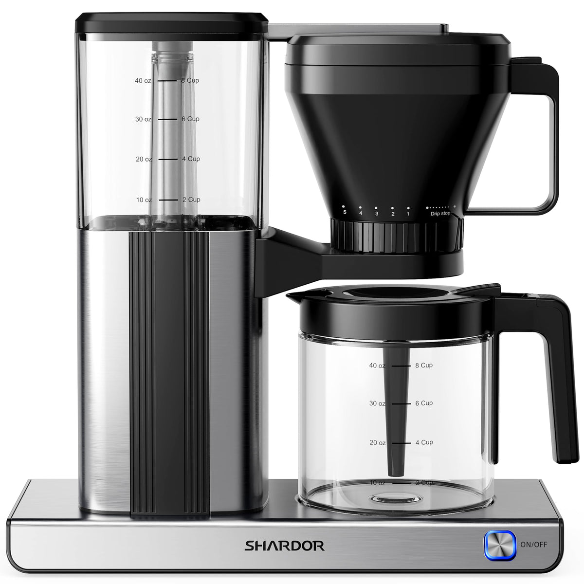 8 Cup Drip Coffee Maker with Reusable Filter and Glass Pot Y884