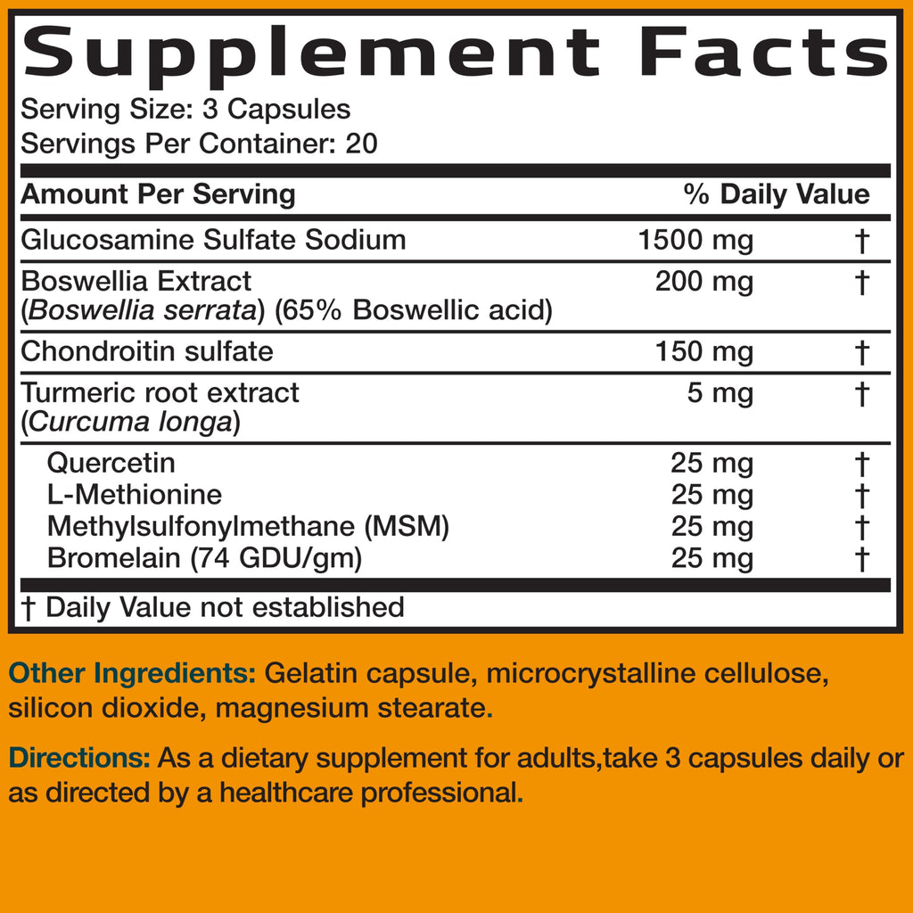 Glucosamine Chondroitin Turmeric & MSM Joint Support, 60 Capsules D194
