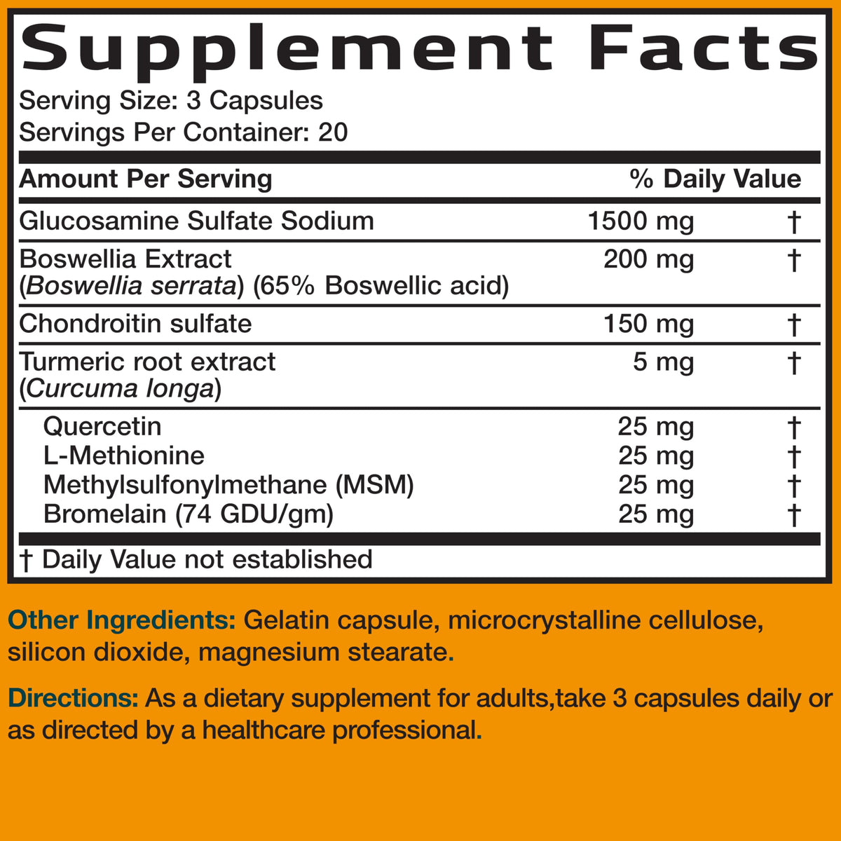 Glucosamine Chondroitin Turmeric & MSM Joint Support, 60 Capsules D194