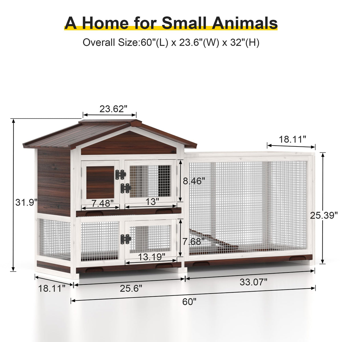 60" Wooden Rabbit Hutch A2321