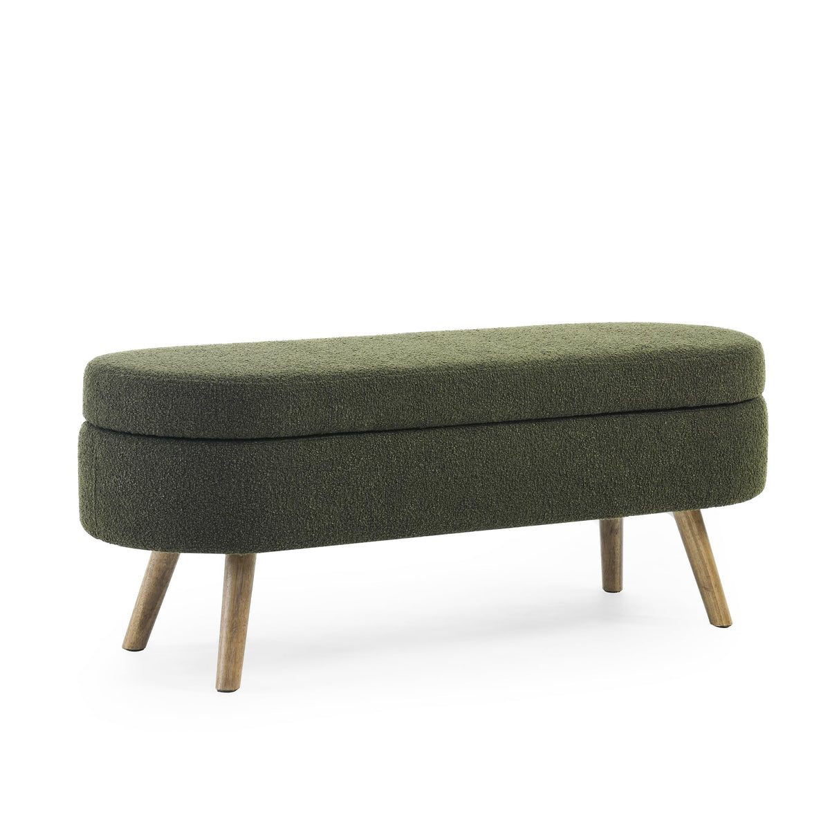 Oval Storage Bench with Rubber Wood Legs, Green B962846