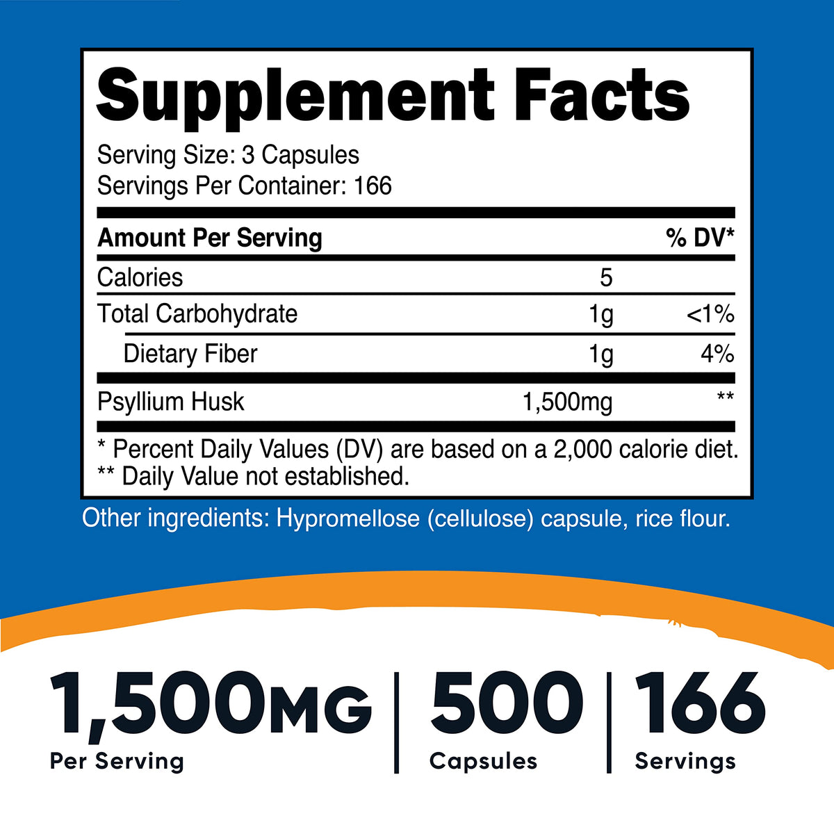 Psyllium Husk 1500mg 500 Capsules 2 Bottles G55041
