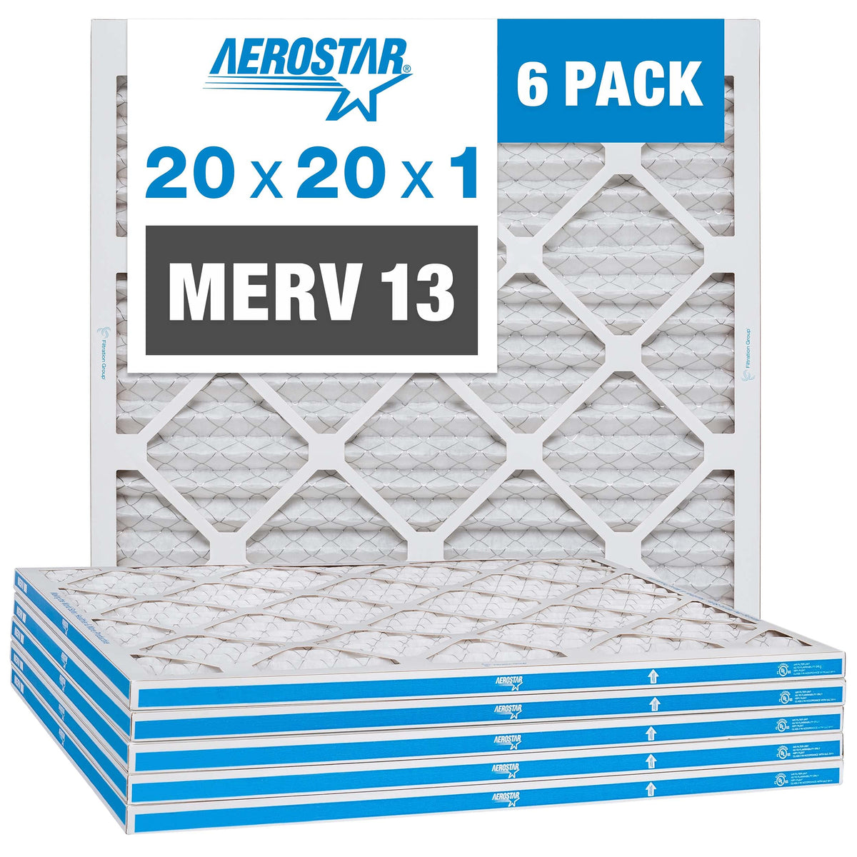 20-Inch 3-Speed Box Fan & 20x20x1 MERV 13 Pleated Air Filter 6 Pack Z45204