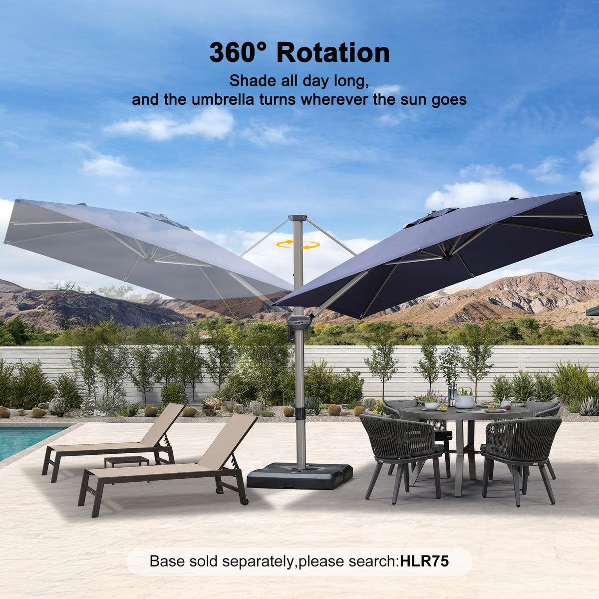 Navy Blue 9' x 9' Cantilever Umbrella S1327