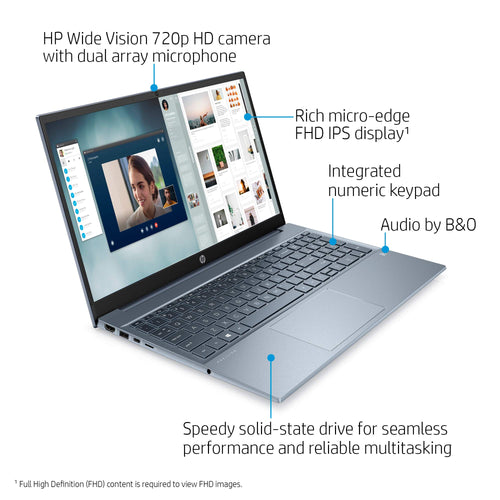 15.6" FHD Laptop AMD Ryzen 5 5500U 8GB 512GB SSD Windows 10 Horizon Blue O721