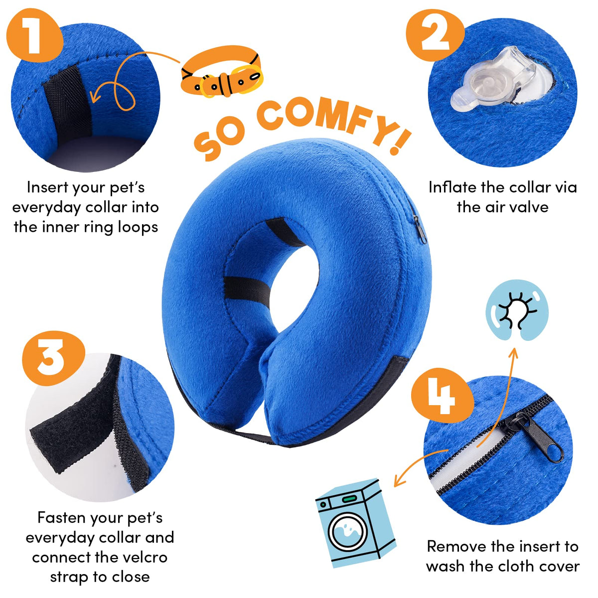 Inflatable Dog Cone Collar Alternative Large Blue T129907