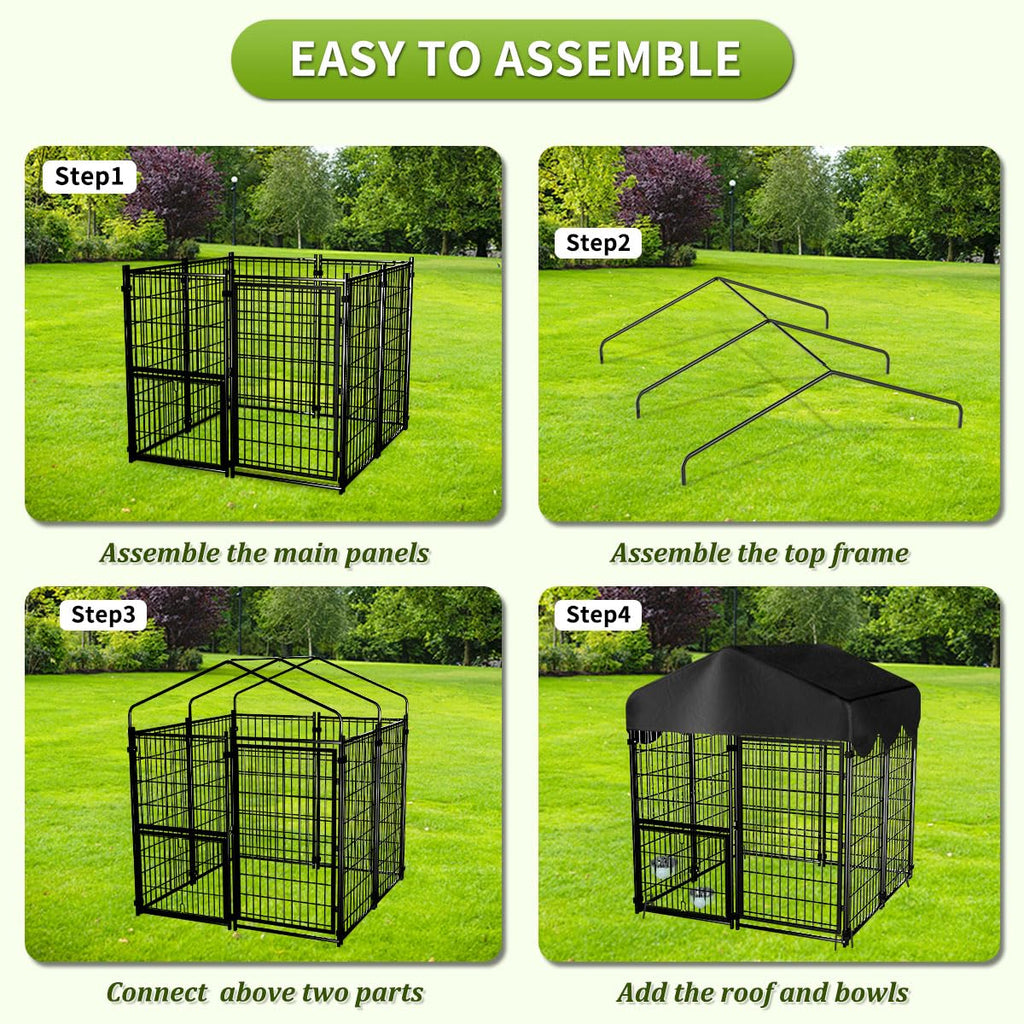 Heavy Duty Dog Kennel with Roof I81842