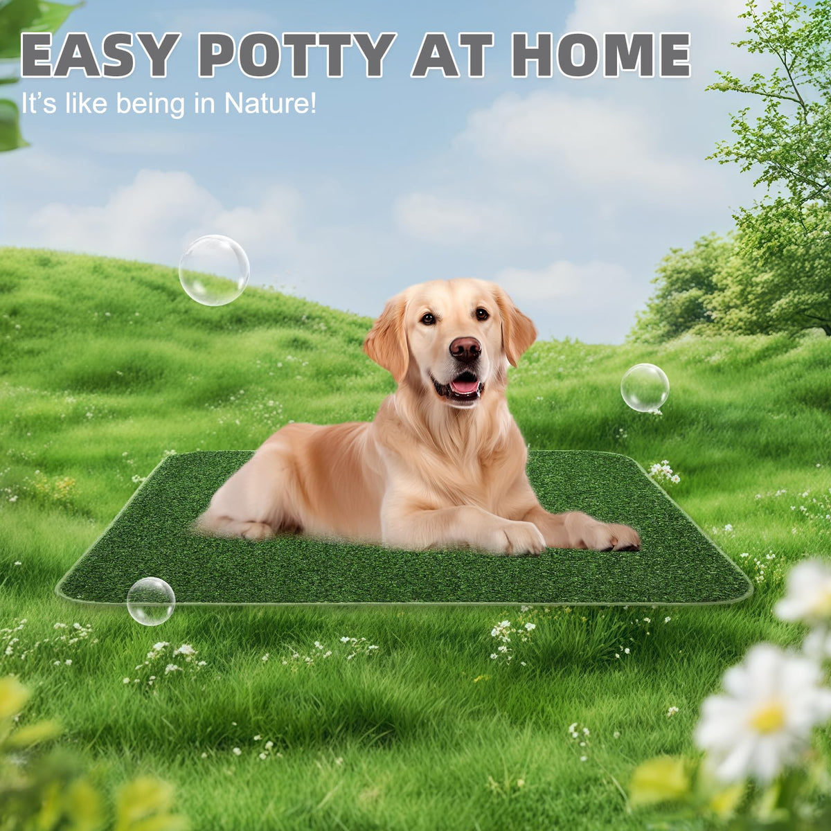 Dog Grass Pad with Washable Pee Pads, 20"*25" Artificial Turf Y673138