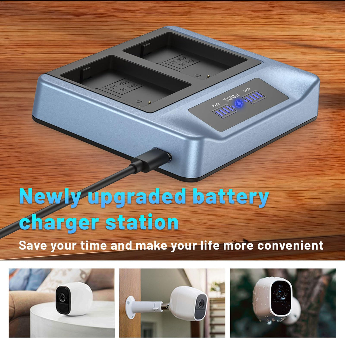 LCD Dual-Screen Display Charger Station for Arlo Pro/pro 2 Battery L330