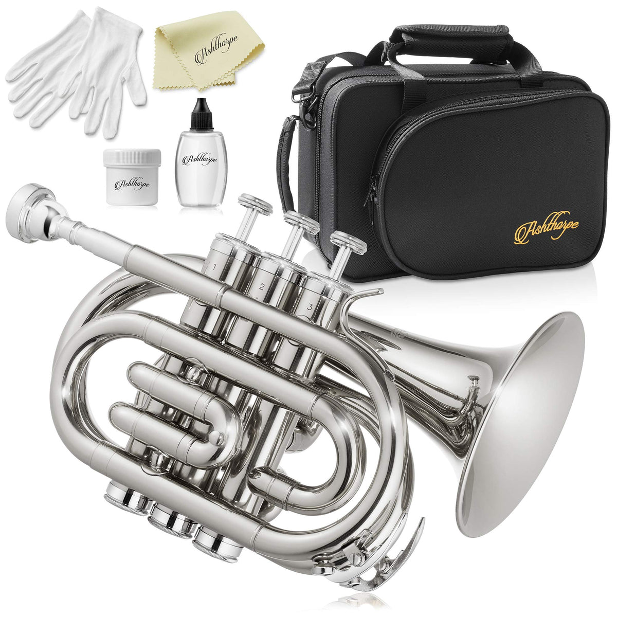 Bb Brass Pocket Trumpet with Nickel Plated Finish P476