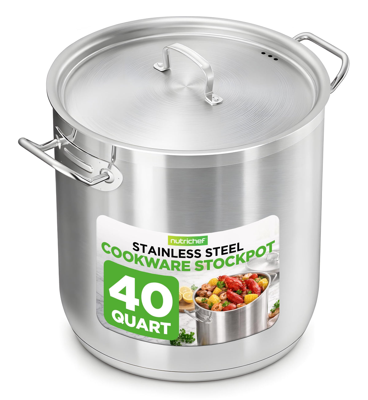 Stainless Steel Stock Pot with Lid 40 Qt F283