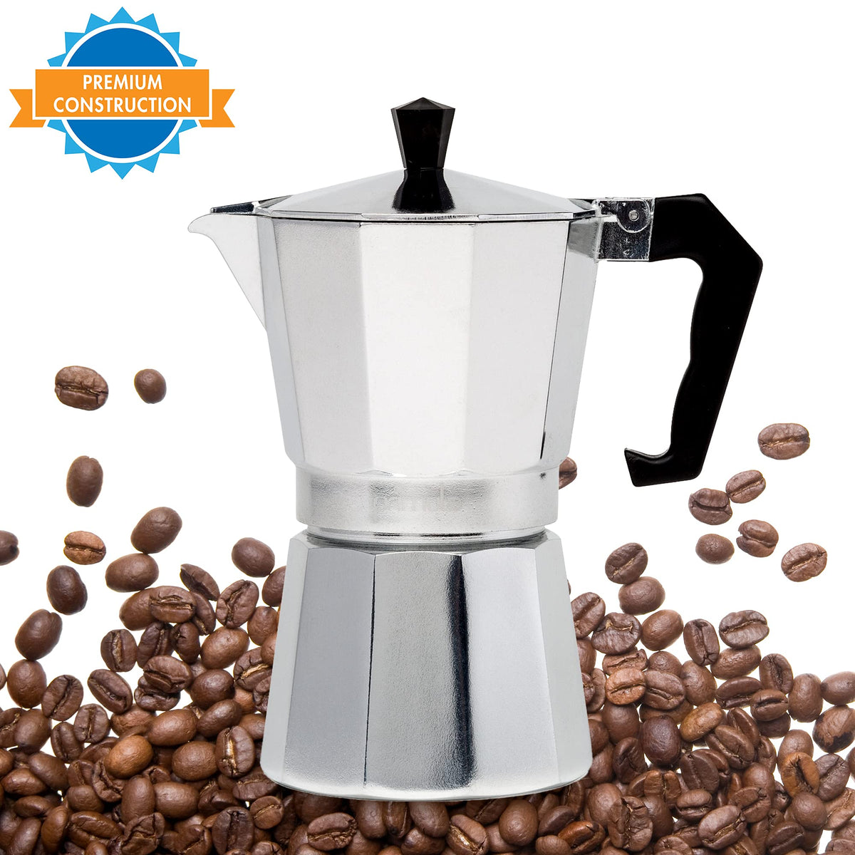 Stovetop Espresso and Coffee Maker, 6 Espresso Cups, Silver Z578