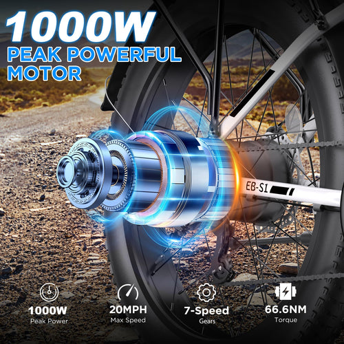 1000W 26" Fat Tire Electric Mountain Bike with 48V 13AH Battery R41881