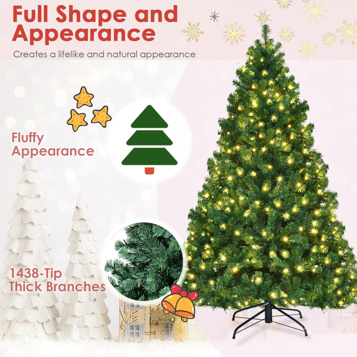 8ft Prelit Artificial Christmas Tree with 430 Warm White LED Lights G10766