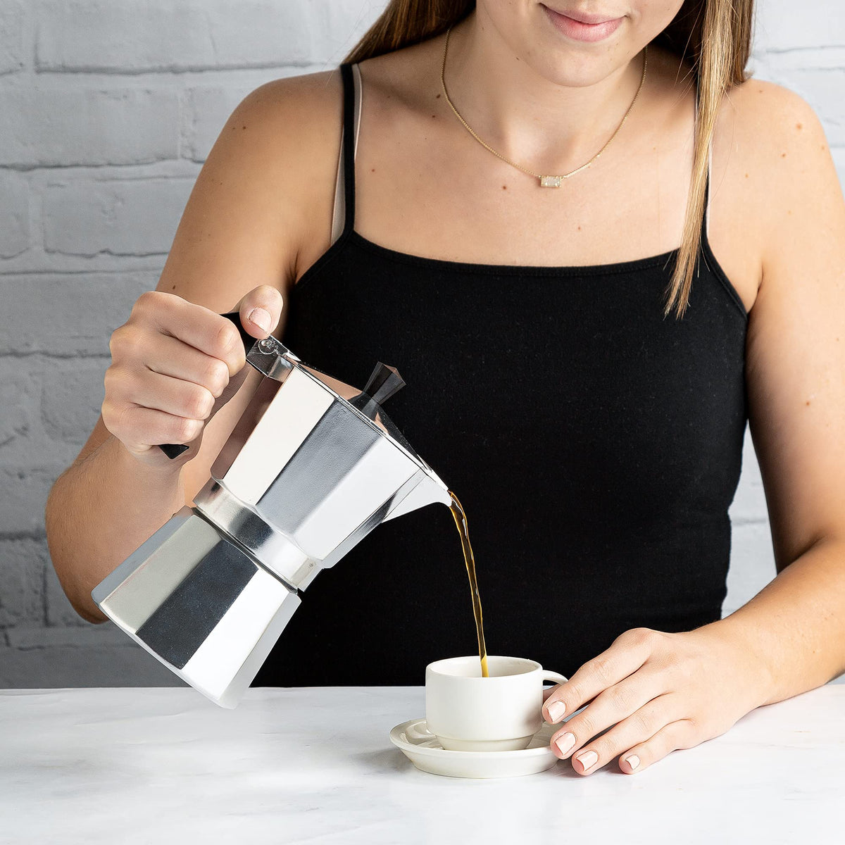 Stovetop Espresso and Coffee Maker, 6 Espresso Cups, Silver Z578