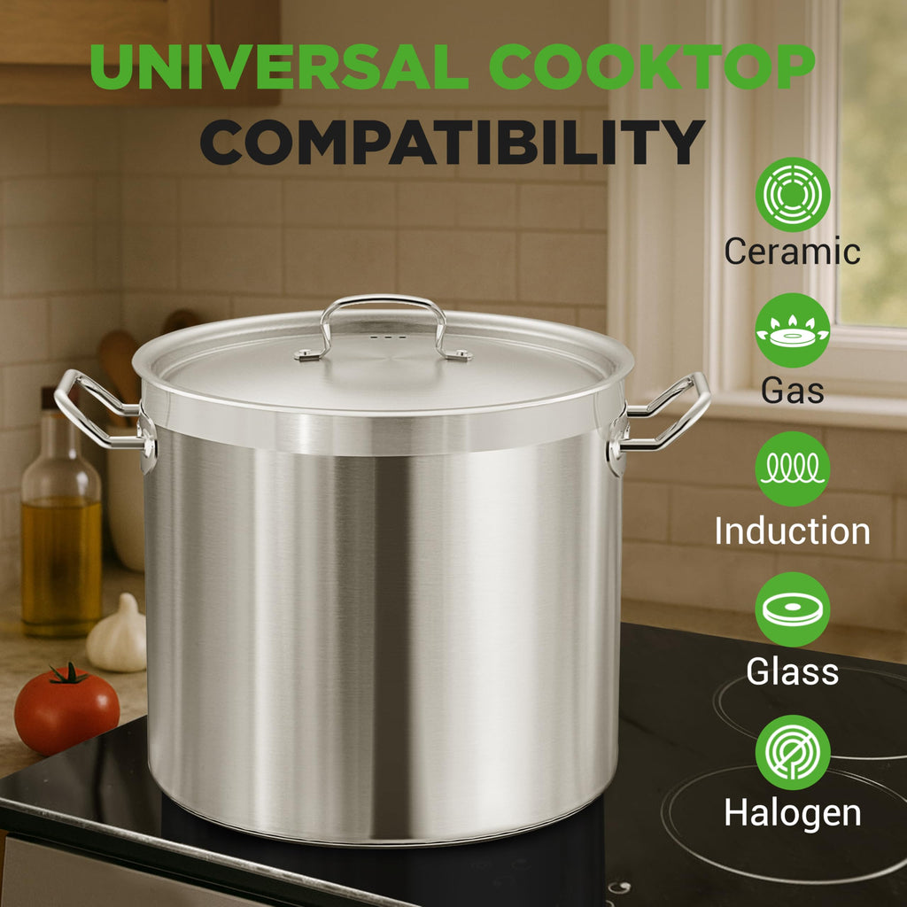 Stainless Steel Stock Pot with Lid 40 Qt F283