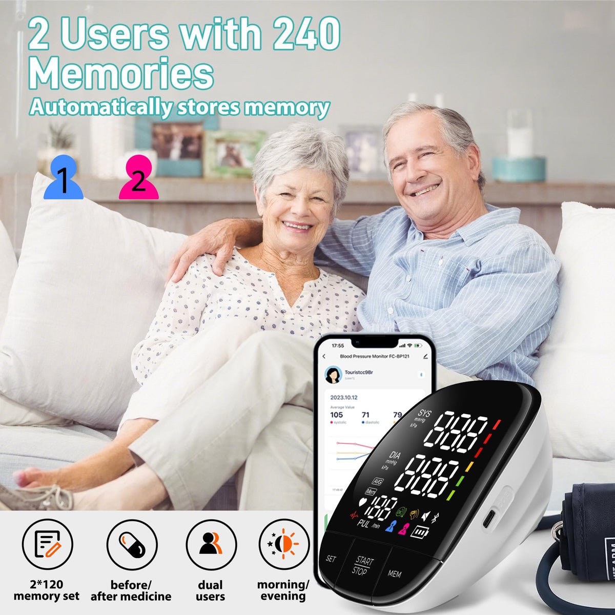 Automatic Upper Arm Blood Pressure Monitor with Large Cuff N74827