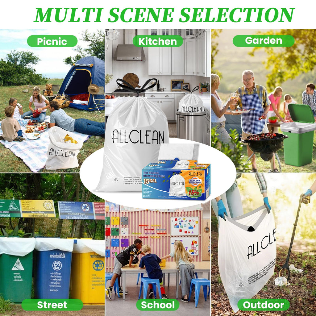 15 Gallon Drawstring Tall Kitchen Trash Bags B11648