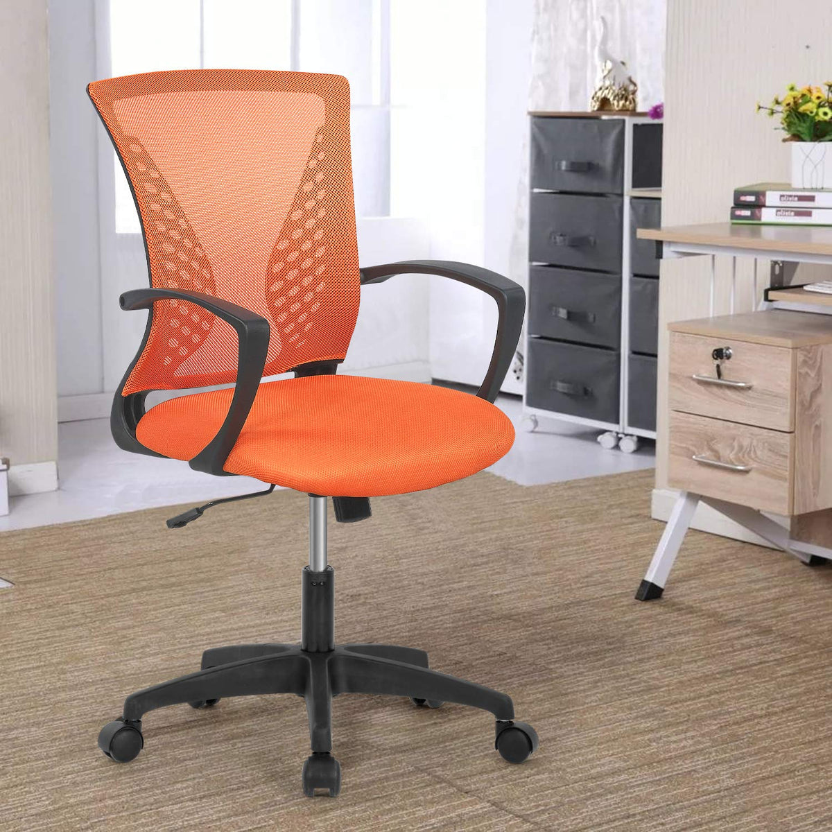 Ergonomic Mesh Mid Back Office Chair with Wheels and Lumbar Support I7294