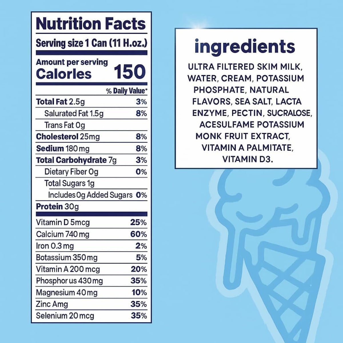 Vanilla 12-Pack Lactose Free Milk Shake Y646