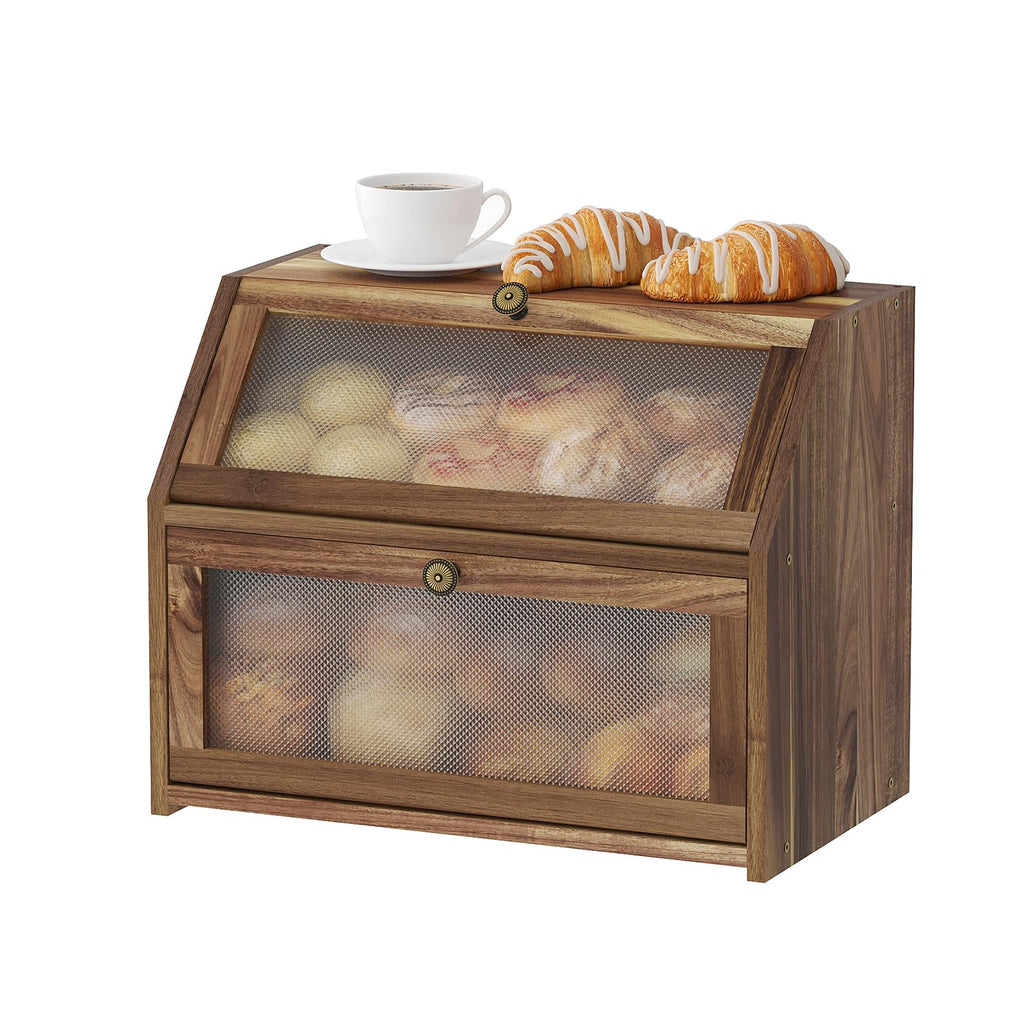 Large Brown Wooden Bread Box B1133