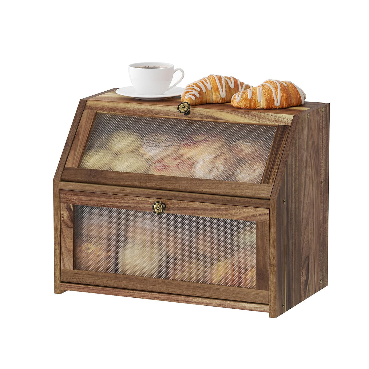 Large Brown Wooden Bread Box B1133