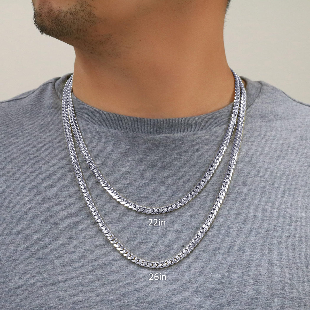 14K White Gold Cuban Link Chain Necklace F676