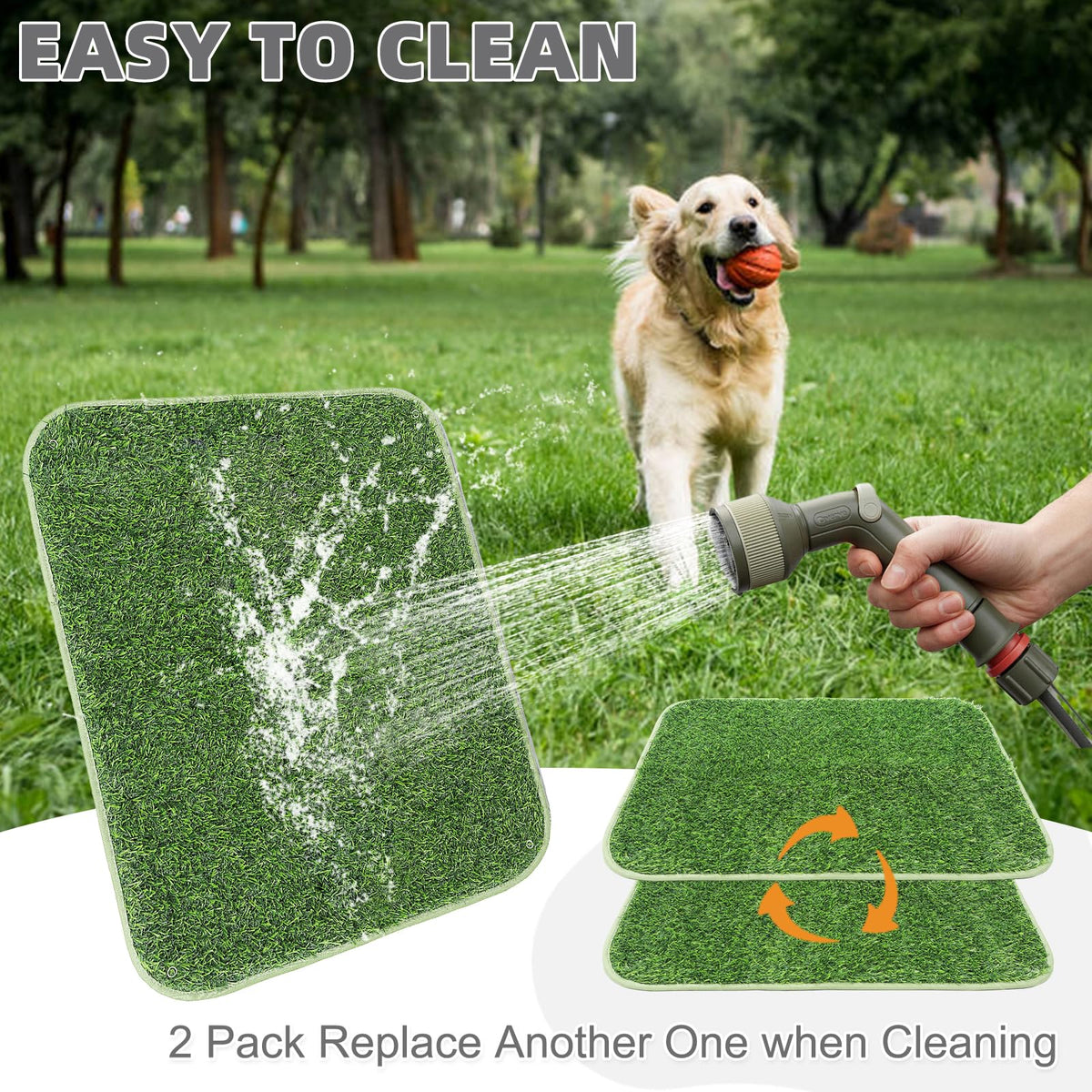 Dog Grass Pad with Washable Pee Pads, 20"*25" Artificial Turf Y673138