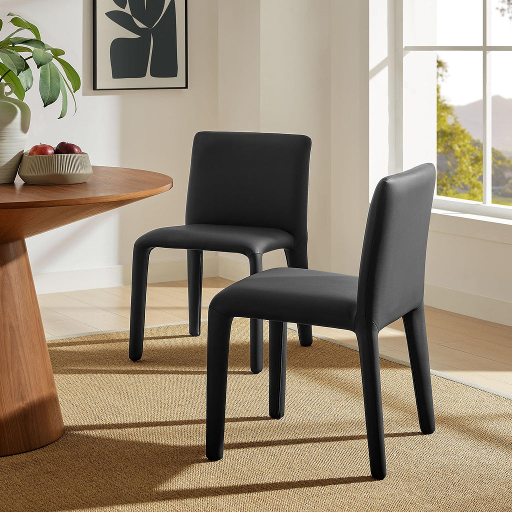 Black Faux Leather Dining Chair W877