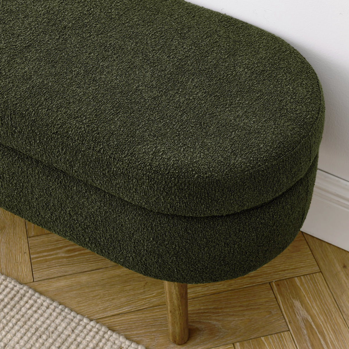 Oval Storage Bench with Rubber Wood Legs, Green B962846