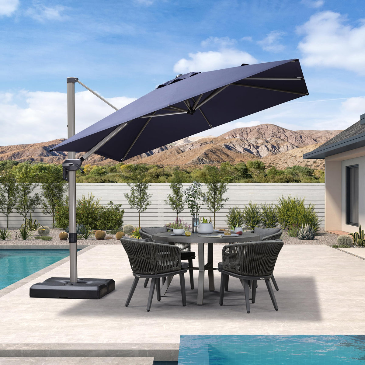 Navy Blue 9' x 9' Cantilever Umbrella S1327